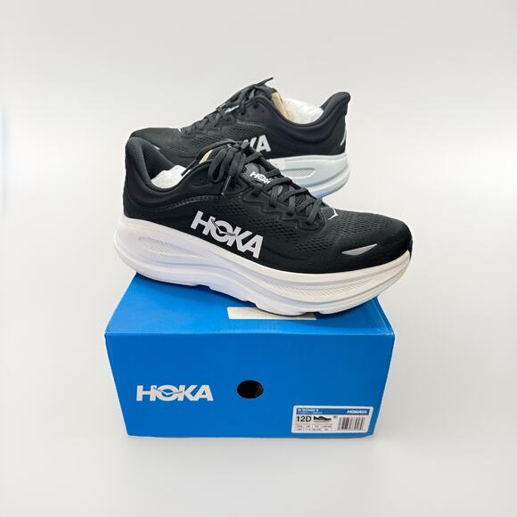 Hoka One One Bondi 9 1162011-BWHT Sneakers ‘Black White’ Men’s Shoes Size 12 (D)